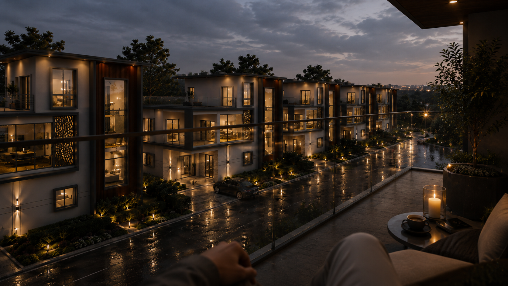Orange County — Villa Row at Night